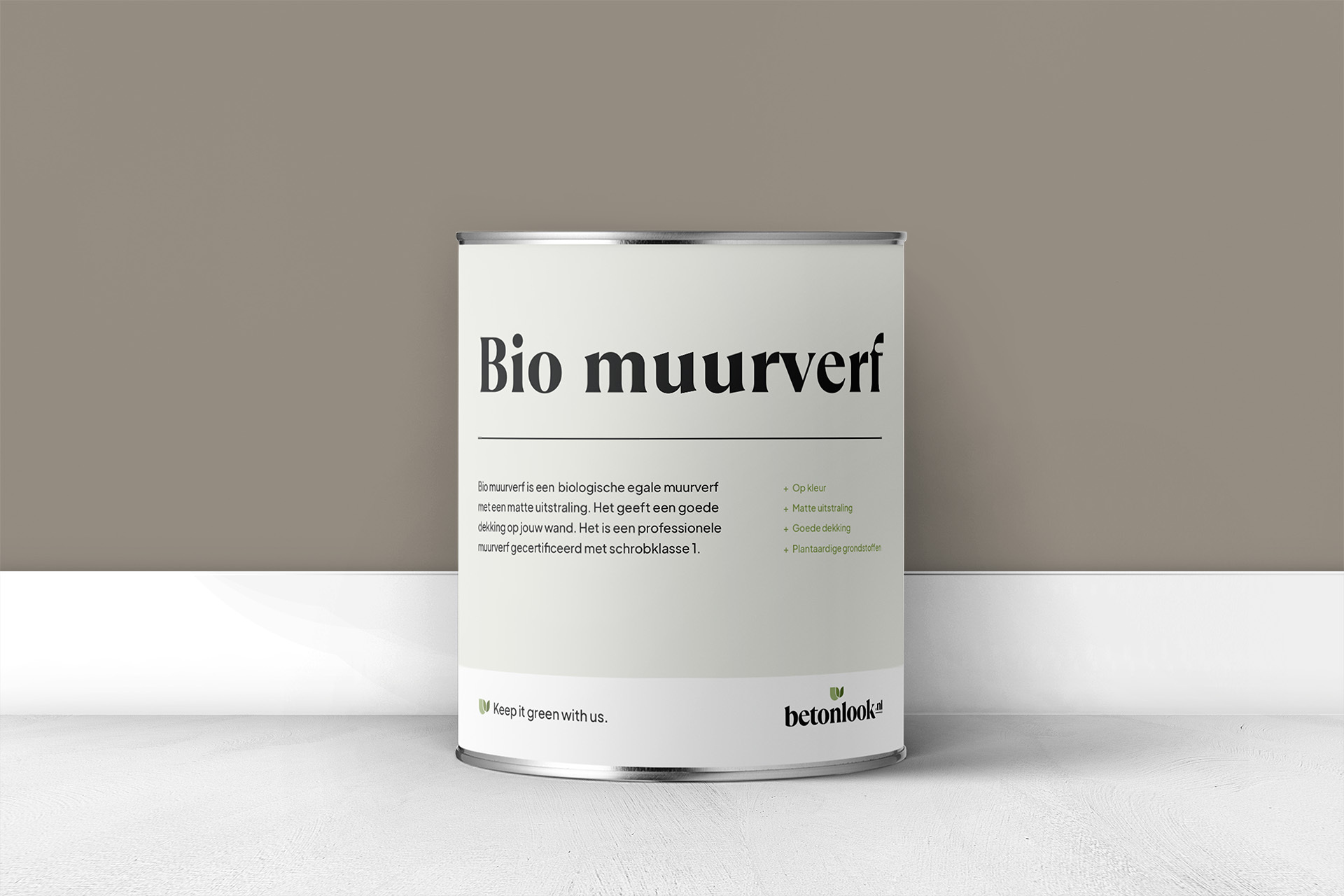 Bio muurverf, 180 Delfts taupe, Taupe, 1 kilo